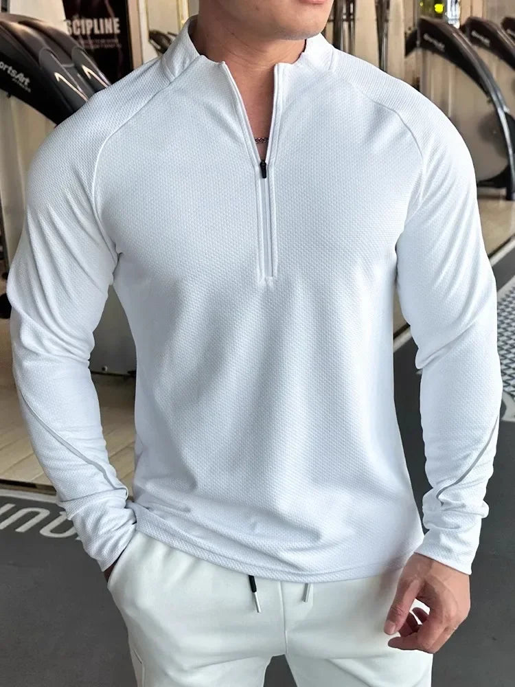 Men's Running Sportswear Fitness Tops Slim Fit High Elastic Solid Color Quick-drying Long-sleeved T-shirt Tight Training Clothes